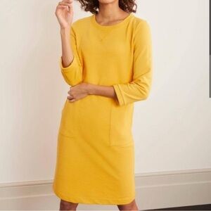 BODEN ~ Mustard Yellow Hannah Sweatshirt Shift Dress with 3/4 Sleeves